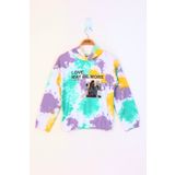 Toontoy Kız Çocuk Kapüşonlu Batik Desenli Sweatshirt