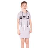 Toontoy Kız Çocuk Kapüşonlu BE WILD Baskılı Etekli Takım Gri Melanj 8 YAŞ