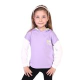 Toontoy Kız Çocuk Kapüşonlu Blok Renkli Sweatshirt Lila 1 YAŞ