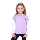Toontoy Kız Çocuk Kapüşonlu Blok Renkli Sweatshirt Lila 3 YAŞ