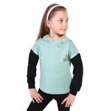 Toontoy Kız Çocuk Kapüşonlu Blok Renkli Sweatshirt Yeşil 3 YAŞ