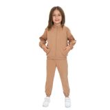 Toontoy Kız Çocuk Kapüşonlu Eşofman Takım Kahverengi 3 YAŞ