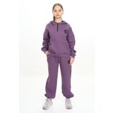 Toontoy Kız Çocuk Kapüşonlu Eşofman Takım Mor 6-7 YAŞ