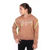 Toontoy Kız Çocuk Kapüşonlu Fermuar Detaylı Baskılı Sweatshirt Kahverengi 10 YAŞ