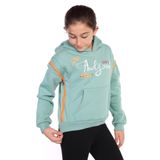 Toontoy Kız Çocuk Kapüşonlu Fermuar Detaylı Baskılı Sweatshirt Yeşil 10 YAŞ