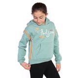 Toontoy Kız Çocuk Kapüşonlu Fermuar Detaylı Baskılı Sweatshirt Yeşil 6 YAŞ