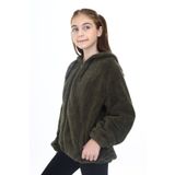 Toontoy Kız Çocuk Kapüşonlu Fermuarlı Cepli Reglan Kol Peluş Hırka