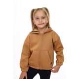 Toontoy Kız Çocuk Kapüşonlu Hırka Kahverengi 4 YAŞ