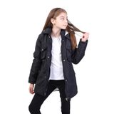 TOONTOY Kız Çocuk Kapüşonlu İçi Kürklü Mont, 6-7 Yaş, Kapüşonlu İçi Kürklü Mont, Siyah, Kız çocuk