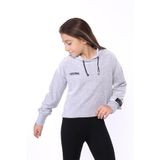 Toontoy Kız Çocuk Kapüşonlu Kadife Sweatshirt Gri Melanj 10-11 YAŞ
