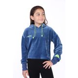 Toontoy Kız Çocuk Kapüşonlu Kadife Sweatshirt İndigo 6-7 YAŞ