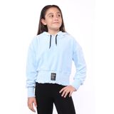 Toontoy Kız Çocuk Kapüşonlu Kadife Sweatshirt Mavi 6-7 YAŞ