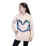 Toontoy Kız Çocuk Kapüşonlu Kanguru Cepli Baskılı Sweatshirt Pudra 8 YAŞ