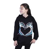 Toontoy Kız Çocuk Kapüşonlu Kanguru Cepli Baskılı Sweatshirt Siyah 10 YAŞ