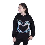 Toontoy Kız Çocuk Kapüşonlu Kanguru Cepli Baskılı Sweatshirt Siyah 8 YAŞ