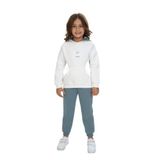 Toontoy Kız Çocuk Kapüşonlu Kanguru Cepli Nakışlı Eşofman Takım Mavi 6 YAŞ