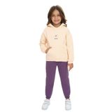 Toontoy Kız Çocuk Kapüşonlu Kanguru Cepli Nakışlı Eşofman Takım Mor 6 YAŞ
