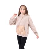 TOONTOY Kız Çocuk Kapüşonlu Kanguru Cepli Sweatshirt, 4-5 Yaş, 22628, Bej, kız-çocuk