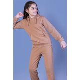 Toontoy Kız Çocuk Kapüşonlu Kanguru Cepli Sweatshirt Kahverengi 10 YAŞ