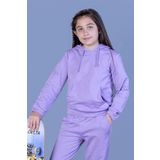 Toontoy Kız Çocuk Kapüşonlu Kanguru Cepli Sweatshirt Lila 10 YAŞ