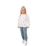 Toontoy Kız Çocuk Kapüşonlu Komple Lale Baskılı Eşofman Takım Mavi 6 YAŞ