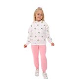Toontoy Kız Çocuk Kapüşonlu Komple Lale Baskılı Eşofman Takım Pembe 6 YAŞ
