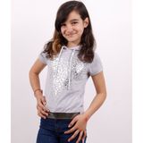 Toontoy Kız Çocuk Kapüşonlu Varak Baskılı T-shirt - 6 Yaş - Gri Melanj