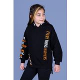 Toontoy Kız Çocuk Kapüşonlu Yırtmaç Detaylı Baskılı Sweatshirt