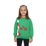Toontoy Kız Çocuk Kardan Adam Ho Ho Ho Baskılı Sweatshirt Çimen Yeşili 4 YAŞ