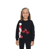 Toontoy Kız Çocuk Kardan Adam Ho Ho Ho Baskılı Sweatshirt Siyah 3 YAŞ