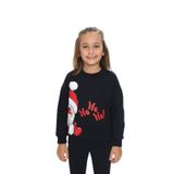 Toontoy Kız Çocuk Kardan Adam Ho Ho Ho Baskılı Sweatshirt Siyah 4 YAŞ