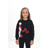 Toontoy Kız Çocuk Kardan Adam Ho Ho Ho Baskılı Sweatshirt Siyah 5 YAŞ