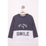 Toontoy Kız Çocuk Kareli Kumaşlı Smile Baskılı T-shirt