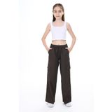Toontoy Kız Çocuk Kargo Cepli Pantolon Vizon 6-7 YAŞ