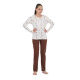 TOONTOY Kız Çocuk Karma Baskılı Pijama Takım, 6-7 Yaş, 24896, Kahve, kız-çocuk