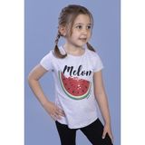 Toontoy Kız Çocuk Karpuz Nakışlı T-Shirt - 3 Yaş - Gri Melanj