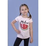 Toontoy Kız Çocuk Karpuz Nakışlı T-Shirt - 3 Yaş - Pudra