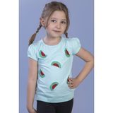 Toontoy Kız Çocuk Karpuz Nakışlı T-Shirt - 3 Yaş - Yeşil