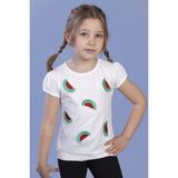 Toontoy Kız Çocuk Karpuz Nakışlı T-Shirt - 4 Yaş - Ekru