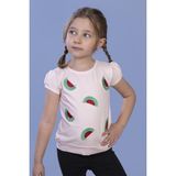 Toontoy Kız Çocuk Karpuz Nakışlı T-Shirt - 4 Yaş - Pudra