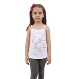 Toontoy Kız Çocuk Kedi Baskılı Atlet Beyaz