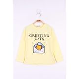 Toontoy Kız Çocuk Kedi Baskılı T-Shirt - 3 Yaş - Sarı