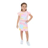 Toontoy Kız Çocuk Keep Smıle Baskılı Etekli Takım Pudra 5 YAŞ
