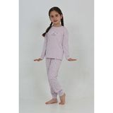 Toontoy Kız Çocuk Kelebek Baskılı Pijama Takım - Açık Lila - 4 Yaş