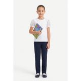 Toontoy Kız Çocuk Kısa Kollu Bisiklet Yaka & Kolu Lastikli Dantelli Pamuklu Basic Okul Tişört 25066