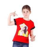 TOONTOY Kız Çocuk Kız Baskılı Kolları İnci Detaylı Tişört 8 Yaş, 8 Yaş, 10992-, Kırmızı, Kız Çocuklar