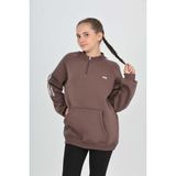Toontoy Kız Çocuk Kol Dantel Şeritli Sweatshırt - Kahve - 12 - 13 Yaş