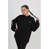 Toontoy Kız Çocuk Kol Dantel Şeritli Sweatshırt - Siyah