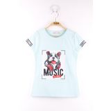 Toontoy Kız Çocuk Kol Kulaklıklı Köpek Baskılı Tişört Mint Yeşili 3 YAŞ