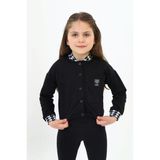 Toontoy Kız Çocuk Kolej Yaka Çıtçıt Kapama Baskılı Renk Bloklu Örme Hırka - 2 İplik Şardonlu